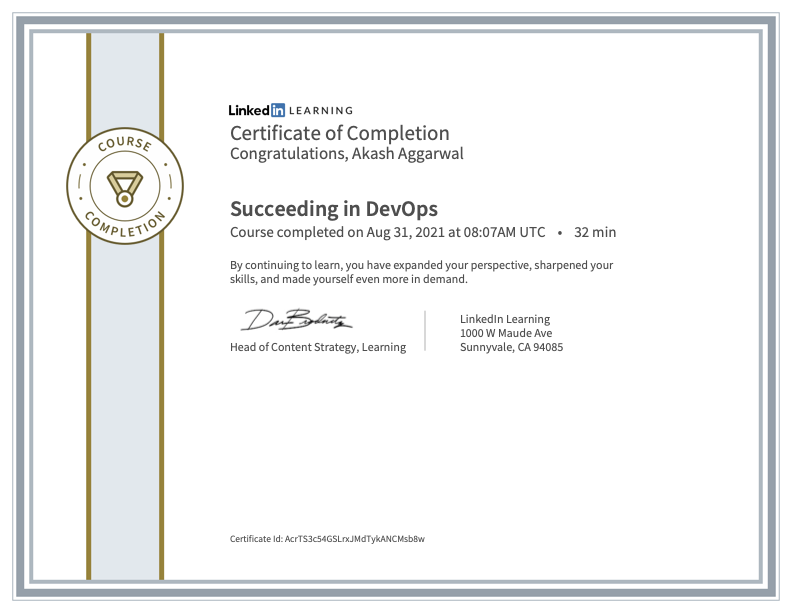 Succeeding in DevOps - LinkedIn Learning (Aug 2021)